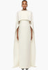 Crystal Neckline Crepe Cape Gown